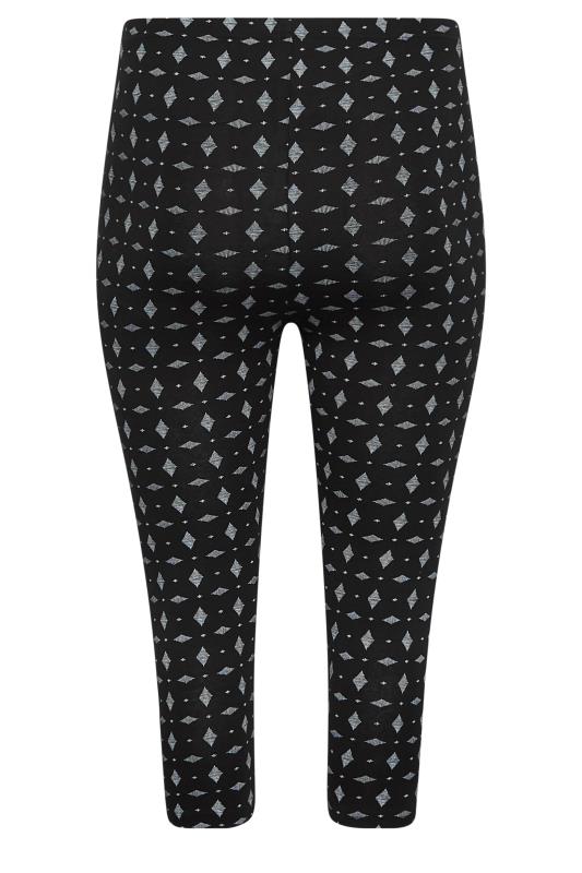 YOURS Plus Size Black Geometric Print Cropped Leggings | Yours Clothing 5