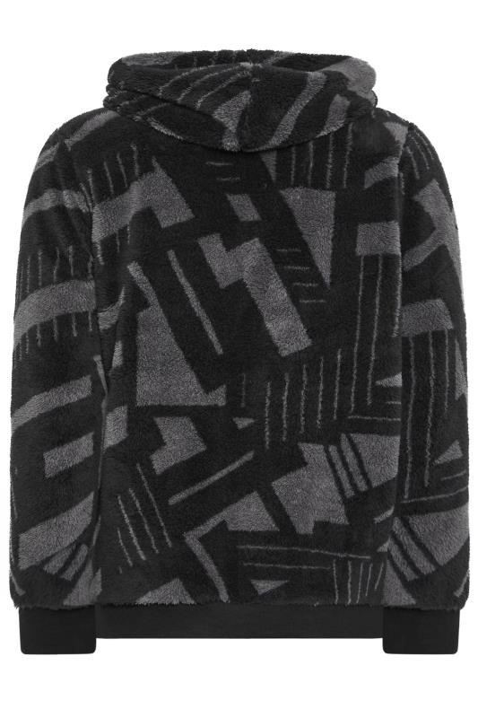 YOURS Plus Size Black Geometric Print Fleece Hoodie | Yours Clothing 6