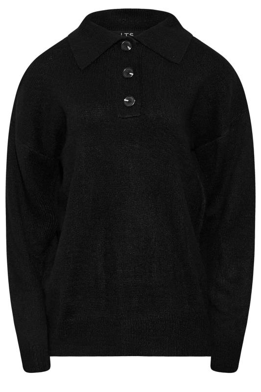 LTS Tall Black Button Placket Knitted Jumper 6