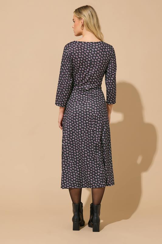 M&Co Petite Berry Purple Spot Twist Front Dress | M&Co 2