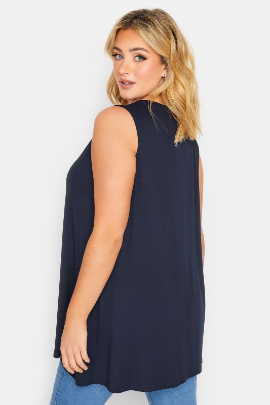 YOURS Curve Plus Size Navy Blue Swing Vest Top | Yours Clothing  3