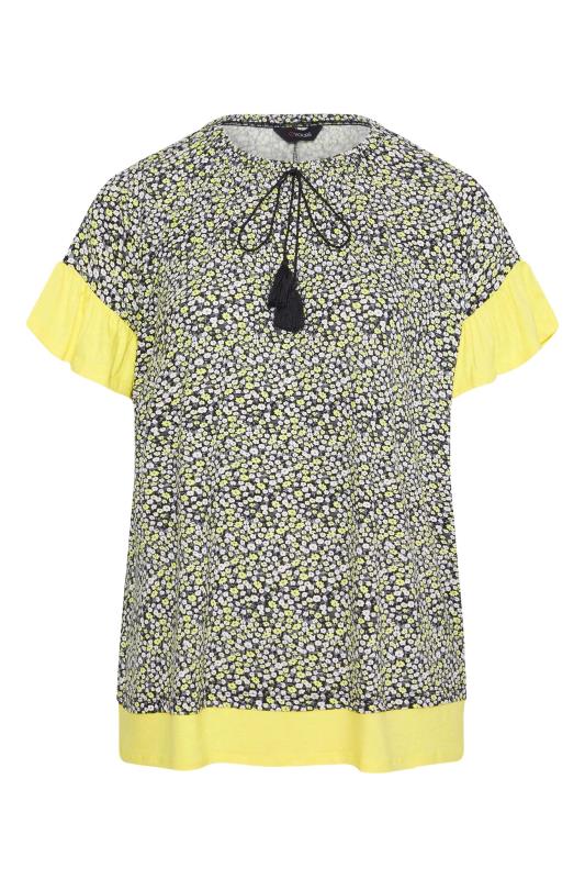 Curve Yellow Ditsy Print Contrast Trim Tunic Top 6