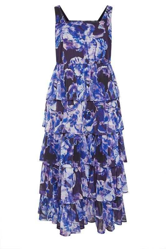 YOURS Plus Size Purple Floral Ruffle Dress | Yours Clothing 6