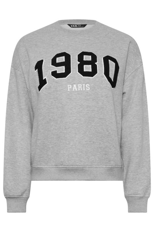 YOURS Plus Size Light Grey '1980' Slogan Sweatshirt | Yours Clothing  5