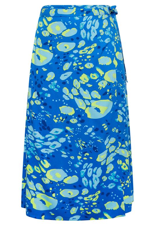 YOURS Plus Size Blue Leopard Print Wrap Maxi Skirt | Yours Clothing 7