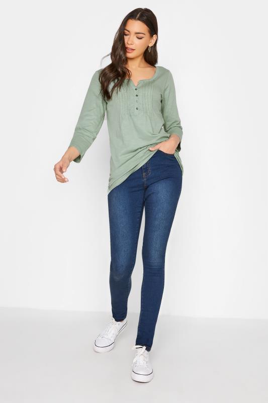 LTS MADE FOR GOOD Tall Sage Green Henley Top 2
