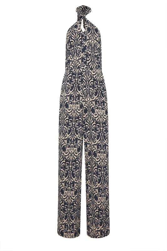 LTS Tall Women's Navy Blue Abstract Halterneck Jumpsuit | Long Tall Sally 6