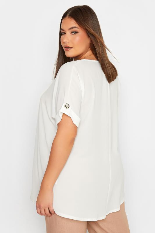 YOURS Curve Plus Size White Button Front Blouse | Yours Clothing  4