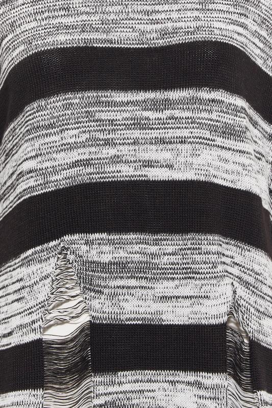 Plus Size Black Distressed Stripe Oversized Jumper | Yours Clothing 5