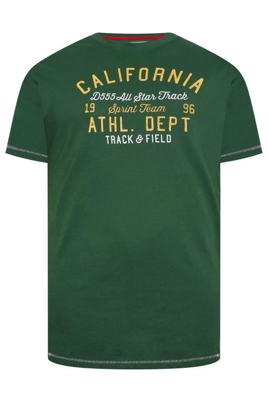 D555 Big & Tall Dark Green 'California' Slogan T-Shirt | BadRhino 3