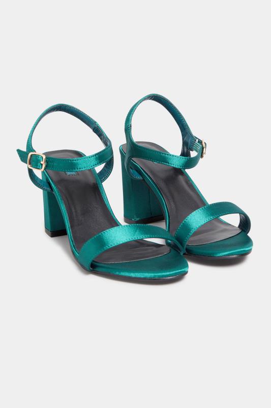 LIMITED COLLECTION Dark Green Block Heel Sandal In Wide E Fit & Extra Wide EEE Fit | Yours Clothing 2