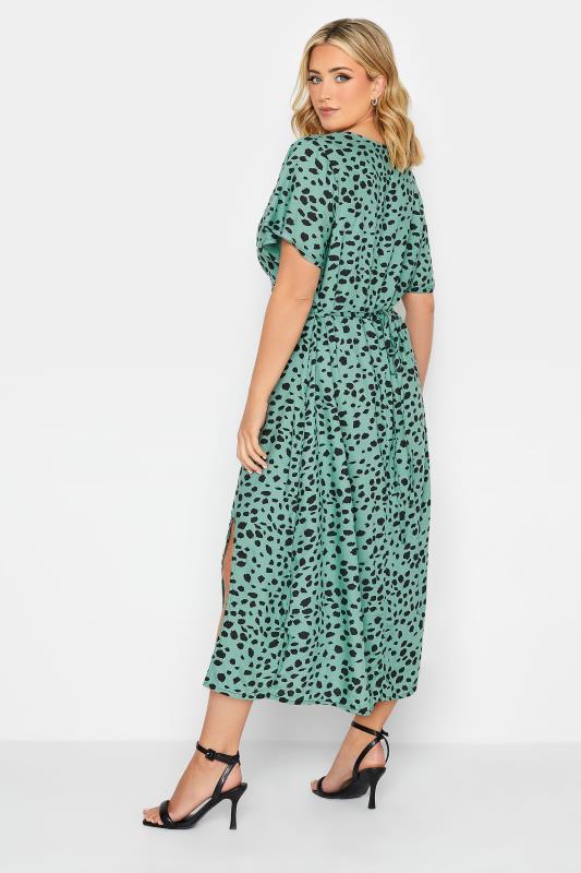 YOURS PETITE Plus Size Green Dalmatian Print Midi Tea Dress | Yours Clothing 3