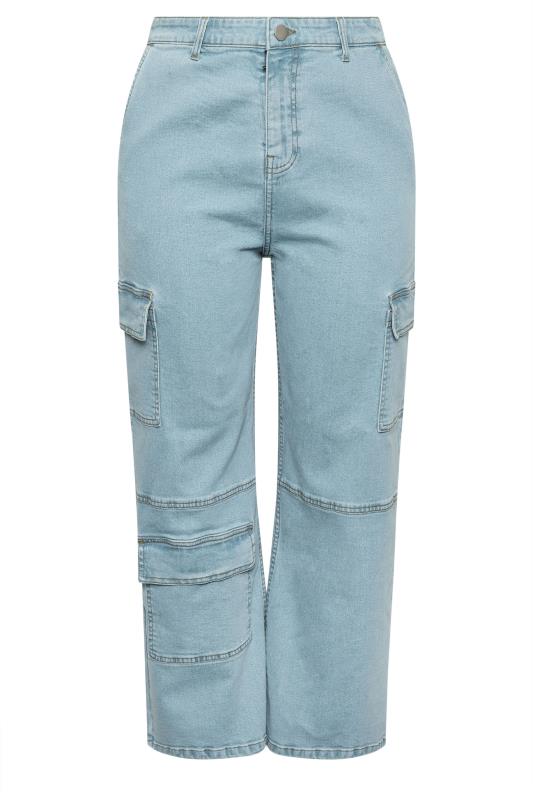 LIMITED COLLECTION Plus Size Blue Wide Leg Cargo Jeans | Yours Clothing 6