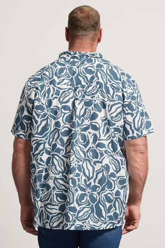 BadRhino Big & Tall Blue Abstract Print Short Sleeve Shirt | BadRhino 4