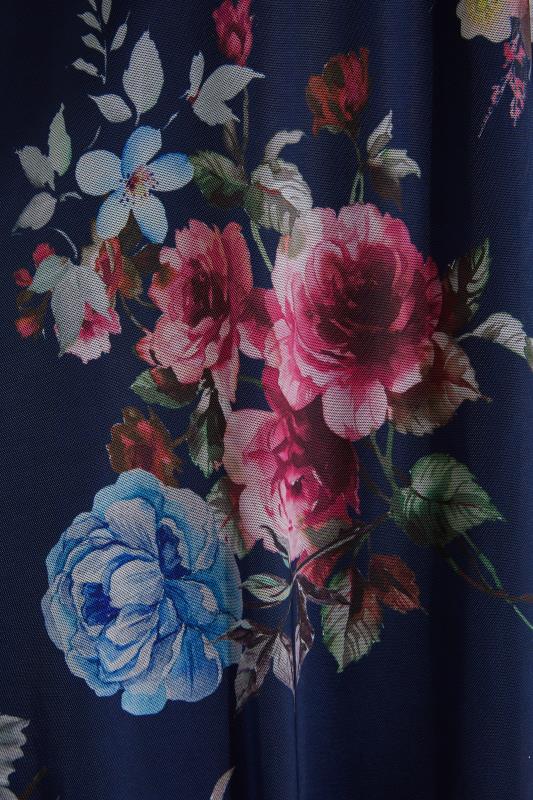 YOURS LONDON Curve Navy Blue Floral Print Wrap Dress 5