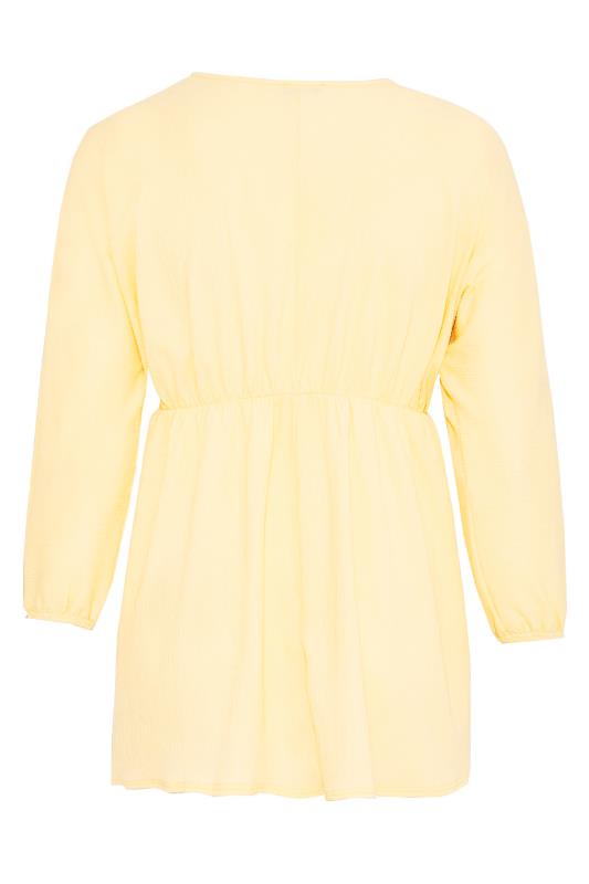 LIMITED COLLECTION Curve Lemon Yellow Crinkle Lace Up Peplum Blouse 7