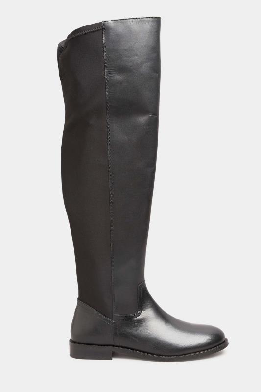 LTS Black 50/50 Stretch Over The Knee Leather Boots In Standard D Fit 3