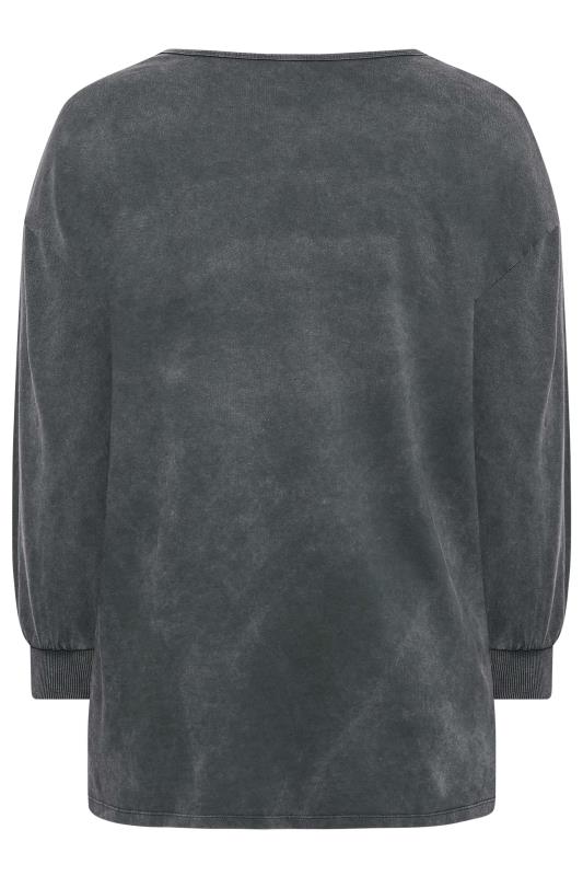 Curve Charcoal Grey '89' Slogan Acid Wash Sweatshirt | Yours Clothing 7