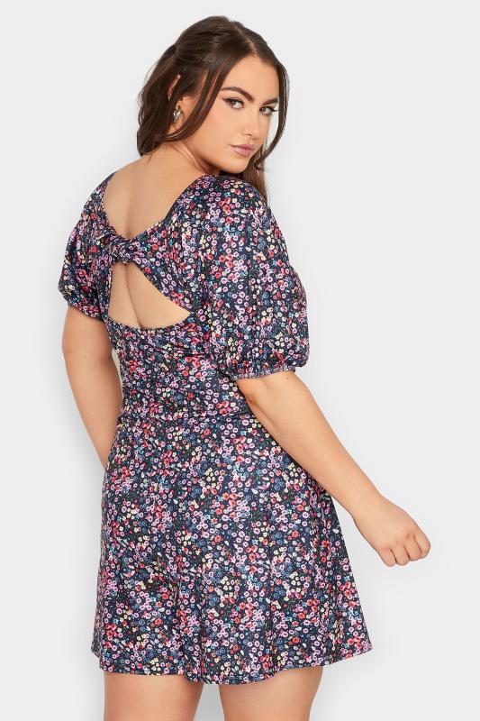 LIMITED COLLECTION Plus Size Navy Blue Floral Bow Back Playsuit | Yours Clothing 4