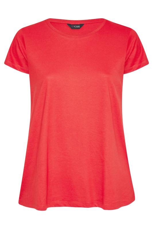 Curve Bright Red Short Sleeve Basic T-Shirt_F.jpg