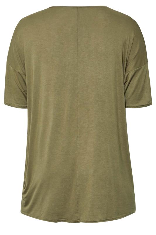 LIMITED COLLECTION Plus Size Khaki Green Cut Out Sleeve Oversized T-Shirt | Yours Clothing 7