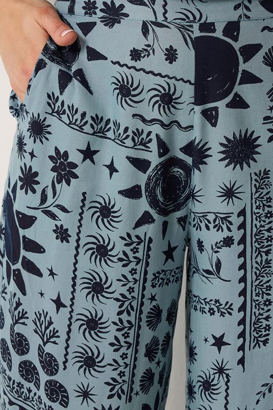 LTS Tall Women's Set Blue Coastal Print Top & Wide Leg Trousers | Long Tall Sally 4