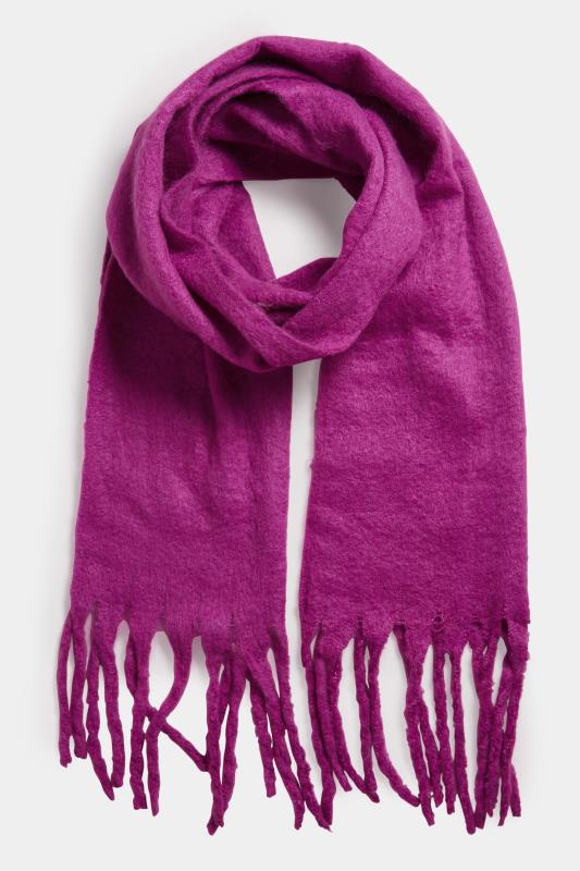 Plum Purple Super Soft Chunky Tassel Scarf | Yours Clothing 2