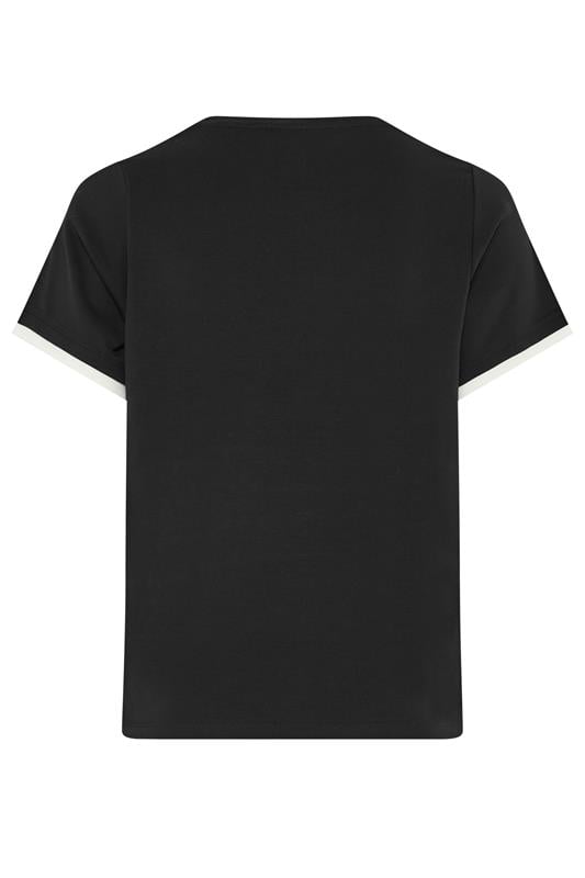 YOURS Plus Size Black Contrast Trim Ringer T-Shirt | Yours Clothing 6