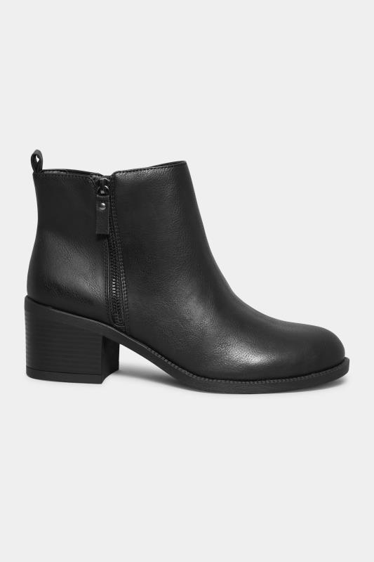 Black Side Zip Block Heel Boots In Wide E Fit & Extra Wide EEE Fit | Yours Clothing 3