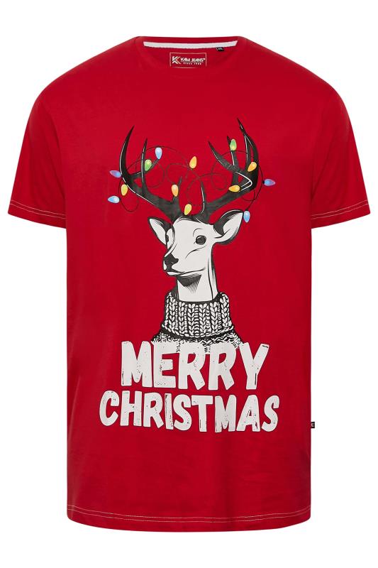 Men's  KAM Big & Tall Red 'Merry Christmas' Rudolph Print T-Shirt
