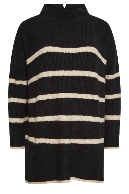 YOURS Plus Size Black Stripe High Neck Knitted Jumper | Yours Clothing 7