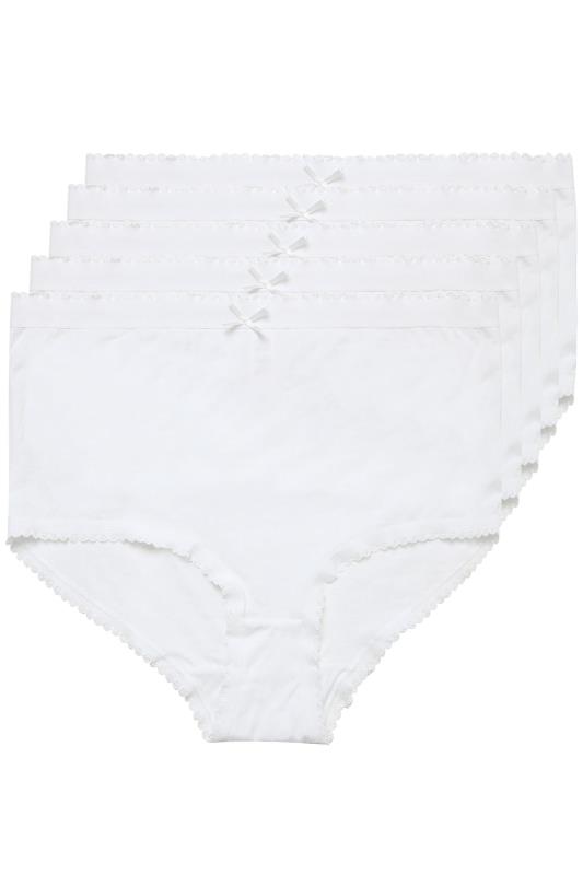 5 PACK Curve White Cotton High Waisted Full Briefs | Yours Clothing 3