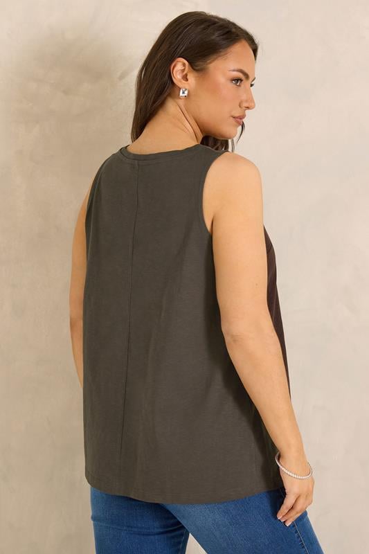 EVANS Plus Size 2 Pack Brown & Berry Red Cotton Vest Tops 5