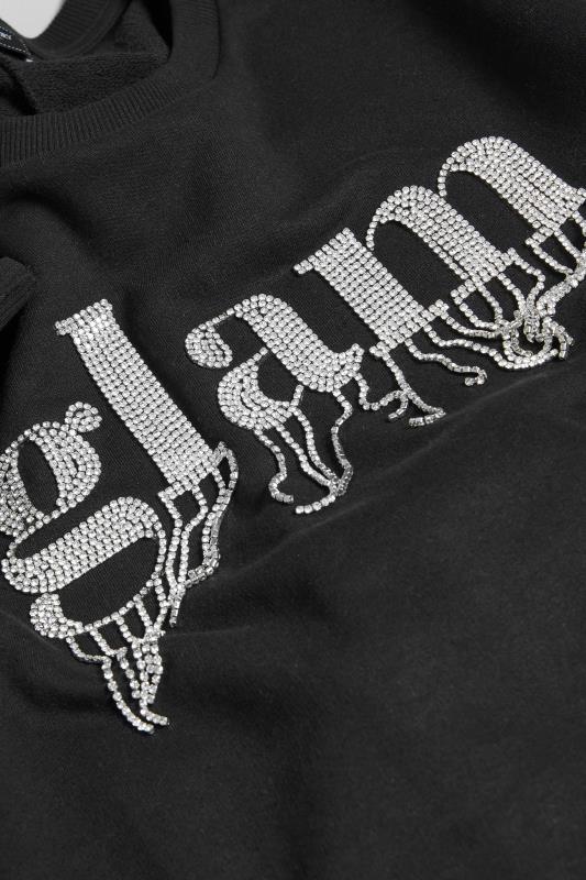 YOURS LUXURY Plus Size Black 'Glam' Diamante Embellished Sweatshirt | Yours Clothing 9