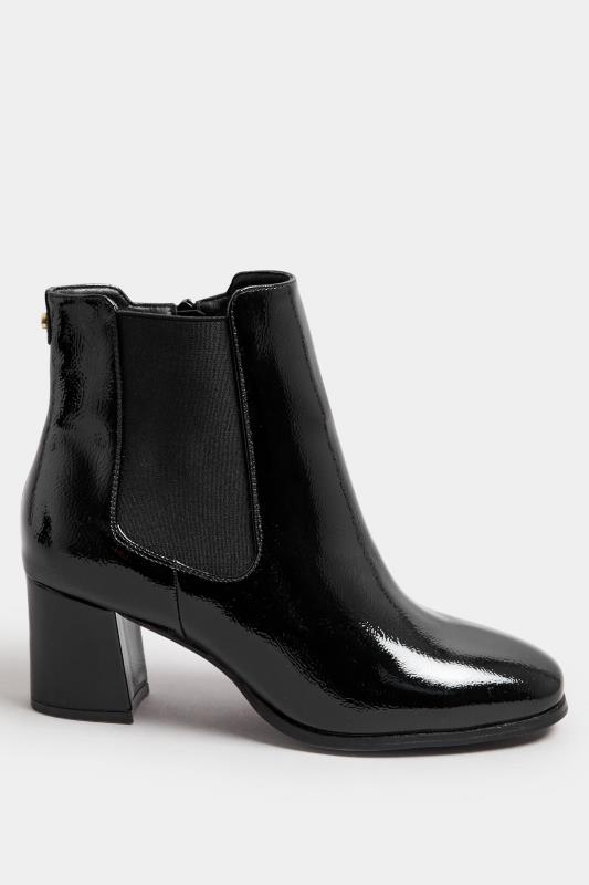 Black Patent Block Heel Chelsea Boots In Extra Wide EEE Fit | Yours Clothing  3