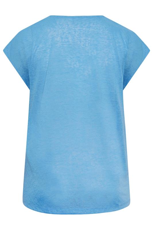 YOURS Curve Plus Size 2 PACK Blue & Pink Linen Look T-Shirt | Yours Clothing  11