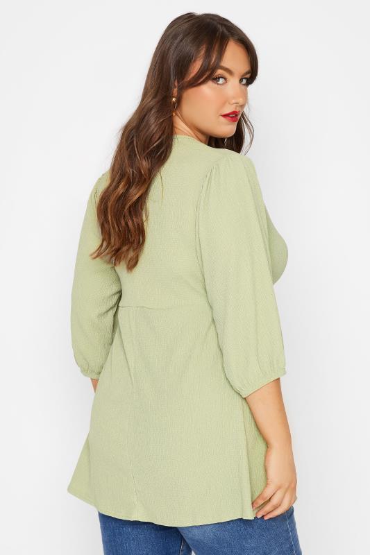 LIMITED COLLECTION Curve Sage Green Crinkle Wrap Top_CR.jpg