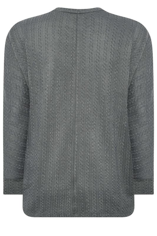 YOURS Plus Size Grey Jacquard Ribbed Top | Yours Clothing 7