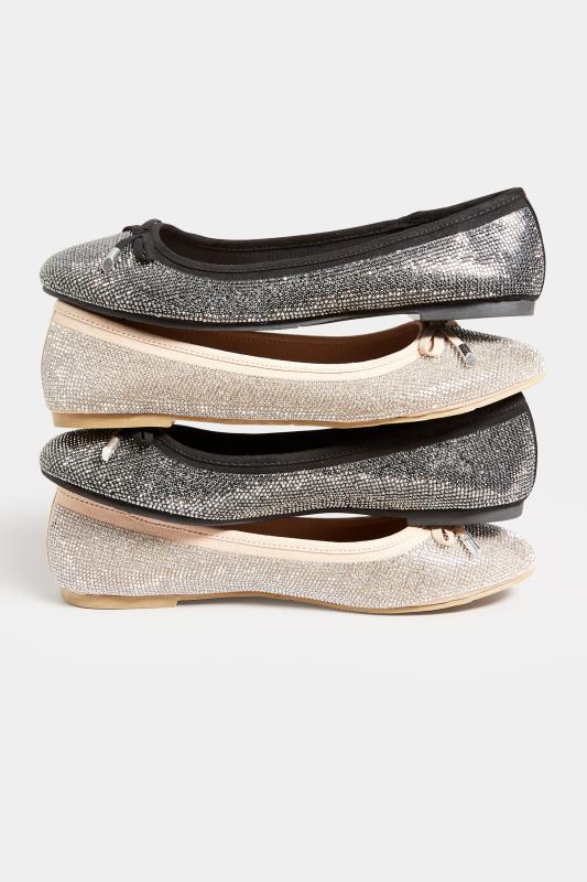 LTS Nude Diamante Embellished Ballerina Pumps In Standard Fit | Long Tall Sally 6