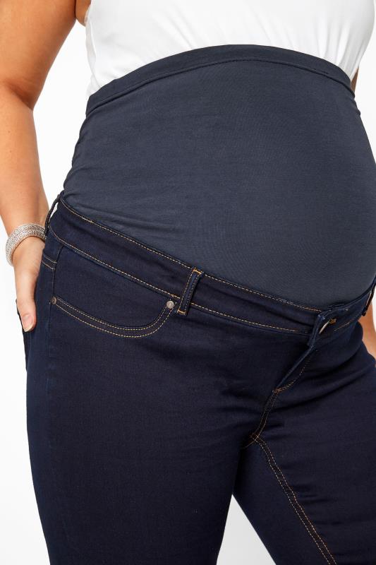 BUMP IT UP MATERNITY Curve Indigo Blue Skinny Jeans With Comfort Panel 3