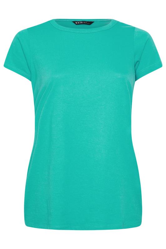 YOURS Plus Size Teal Blue Cotton Blend T-Shirt | Yours Clothing 5