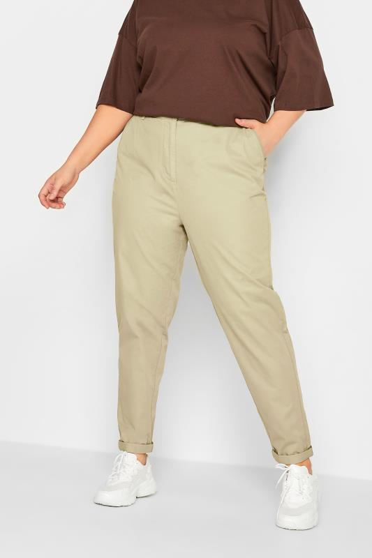 Plus Size  YOURS Curve Beige Brown Straight Leg Chino Trousers
