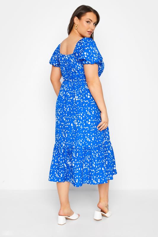 Curve Blue Dalmatian Print Square Neck Midaxi Dress 3