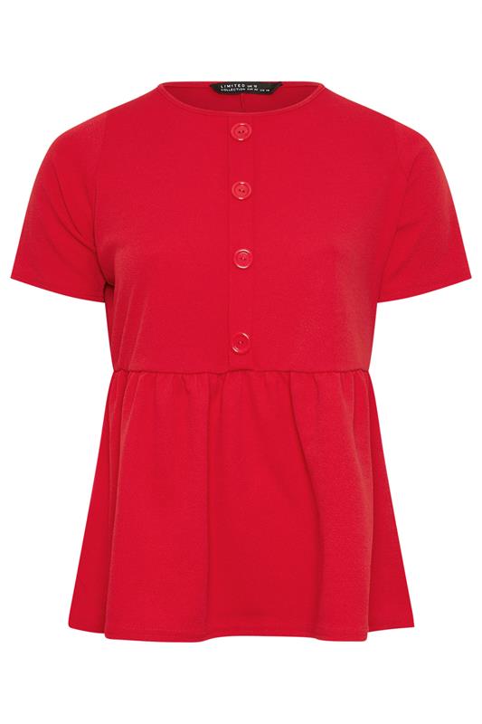 LIMITED COLLECTION Plus Size Red Peplum Top | Yours Clothing 5