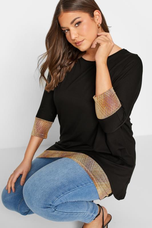 YOURS Plus Size Black Layered Check Print Top | Yours Clothing 4