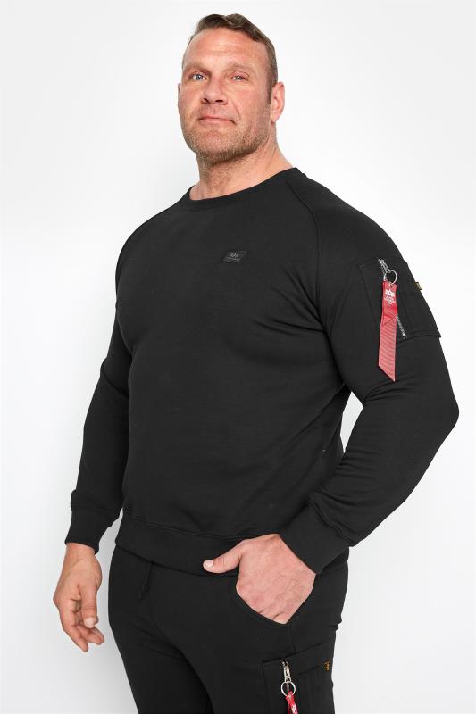 Sweatshirts dla puszystych ALPHA INDUSTRIES Big & Tall Black X-Fit Sweatshirt