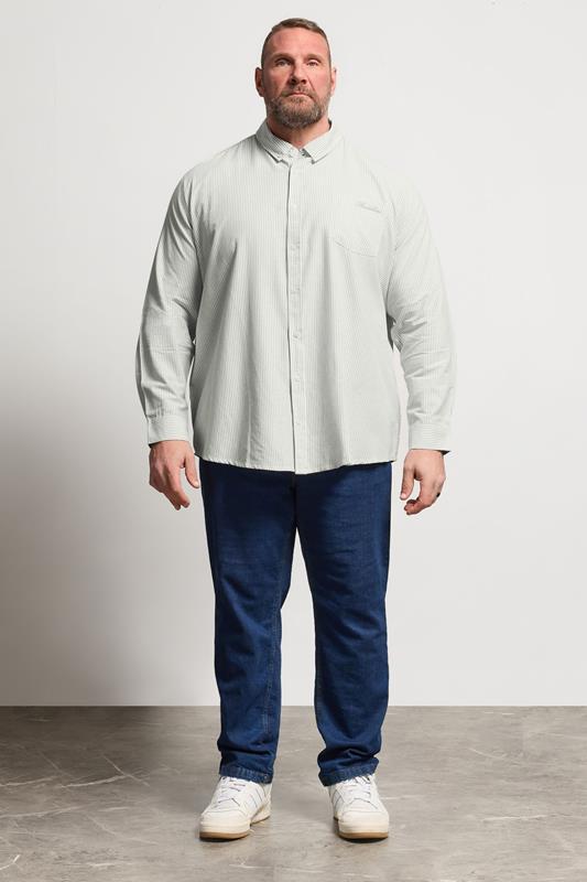 BadRhino Big & Tall Green Stripe Long Sleeve Oxford Shirt | BadRhino 2