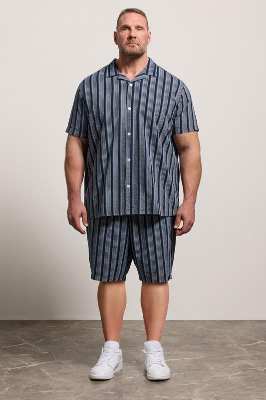 BadRhino Big & Tall Navy Blue & White Stripe Shirt | BadRhino 2