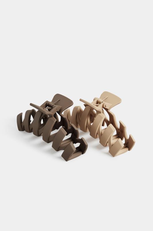 Plus Size  2 PACK Brown Zig Zag Hair Claw Clips