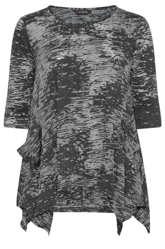 YOURS Plus Size Black Abstract Print Pocket Top | Yours Clothing 5